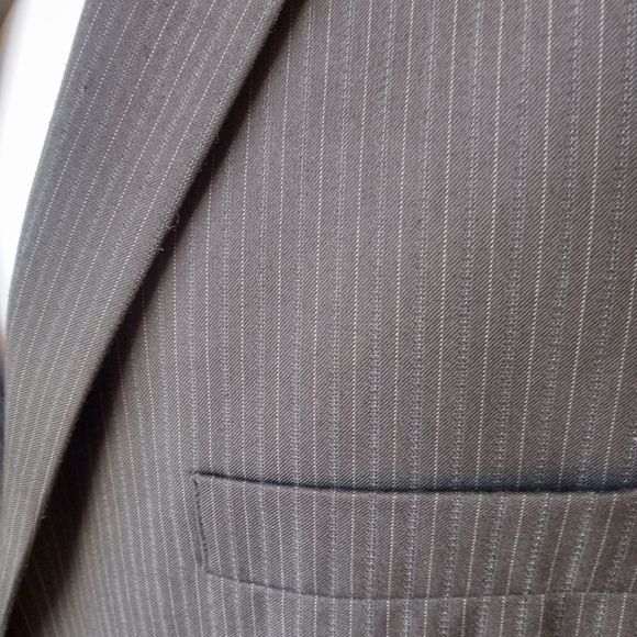 Men's Jacket 40R Haggar Black w/ silver Pinstripes - Picture 2 of 6